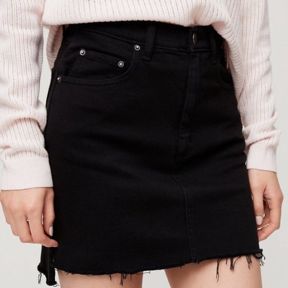 Wilfred Free By Aritizia Black Denim Skirt Size 4 - Picture 4 of 5